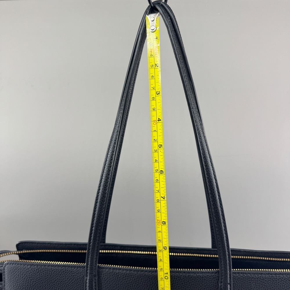Tory Burch Womens Robinson Tote Pebbled Leather Gold Logo Black Handbag Large - Picture 14 of 16